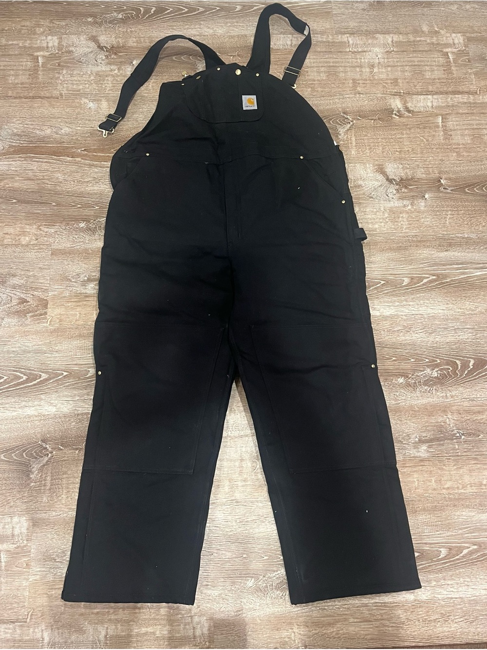 Carhartt Black Duck Bib Overalls with Gold Rivet Accents
